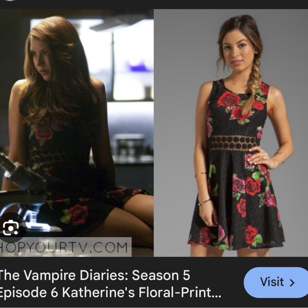 ASO Elena Gilbert Taylor Swift Free People Daisy Lace Dress Black Roses Vampire
